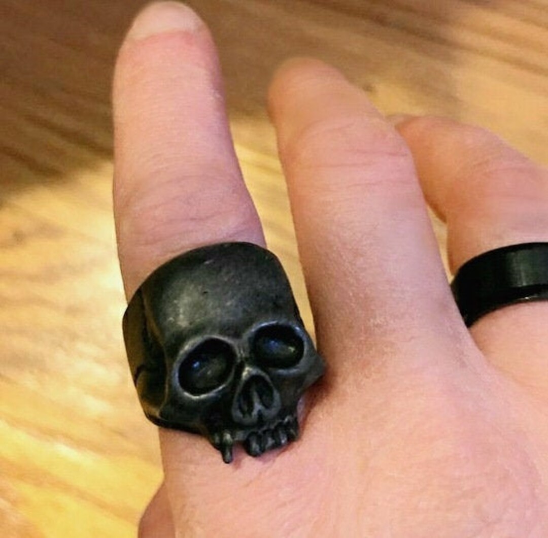 Black Skull Ring Biker Ring Men's Skull Ring Etsy
