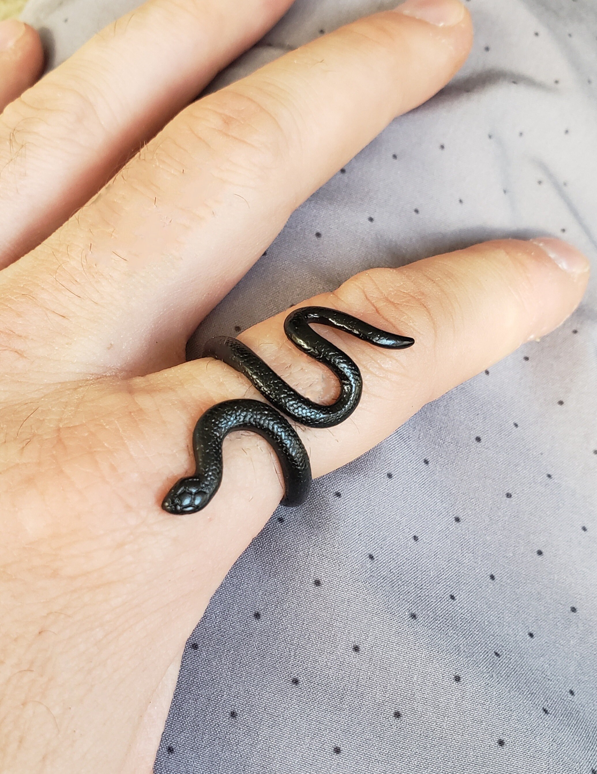 Black Snake Ring Adjustable Snake Ring Silver Snake Ring Etsy