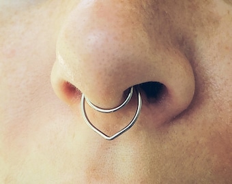 Silver Geometric Fake Nose Ring, Fake Septum Ring, Non Pierced Septum Ring, Faux Septum Ring, Faux Septum Piercing, Fake Septum Piercing