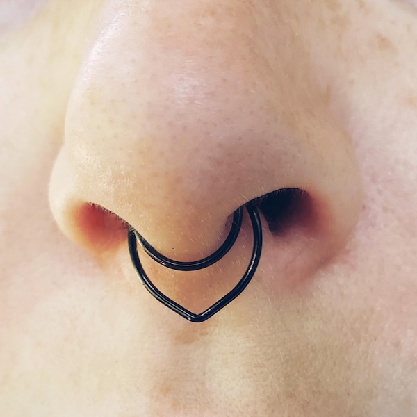 Black Geometric Fake Nose Ring, Fake Septum Ring, Non Pierced Septum Ring, Faux Septum Ring, Faux Septum Piercing, Fake Septum Piercing