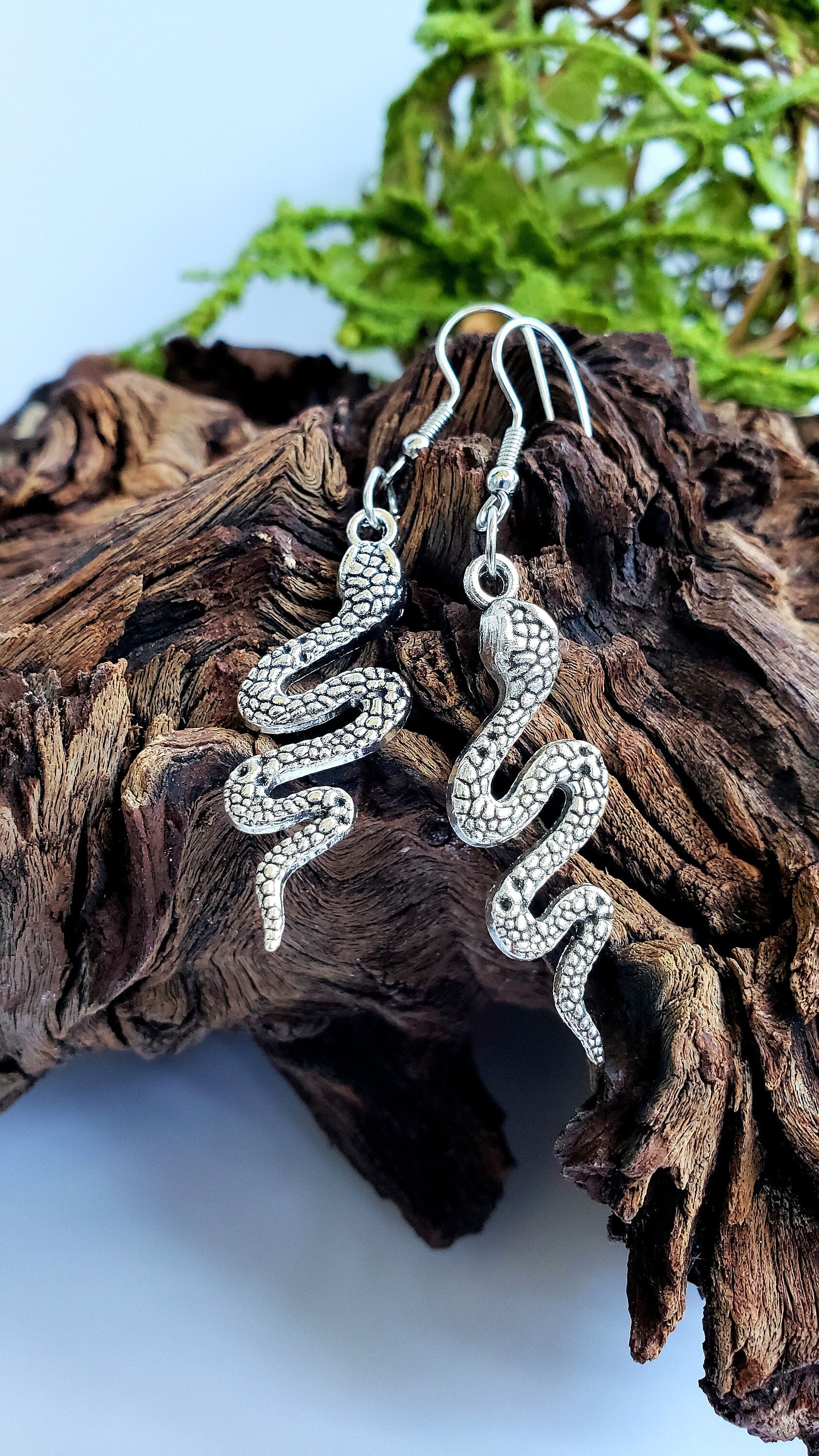 Snake Earrings Dangle Snake Drop Earrings Silver Snake Etsy