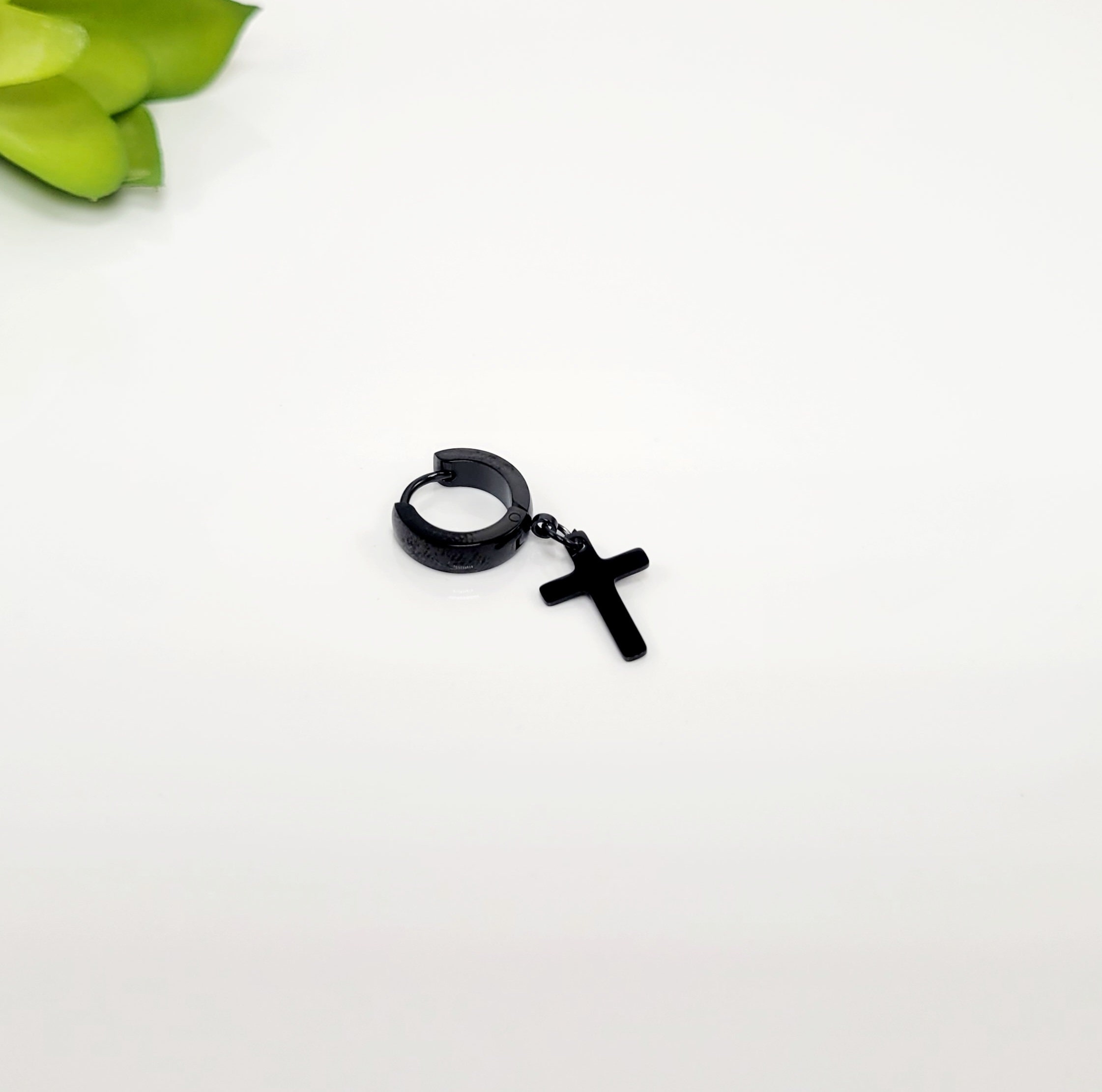 Black Cross Earring Men Black Dangle Cross Earring Men's - Etsy