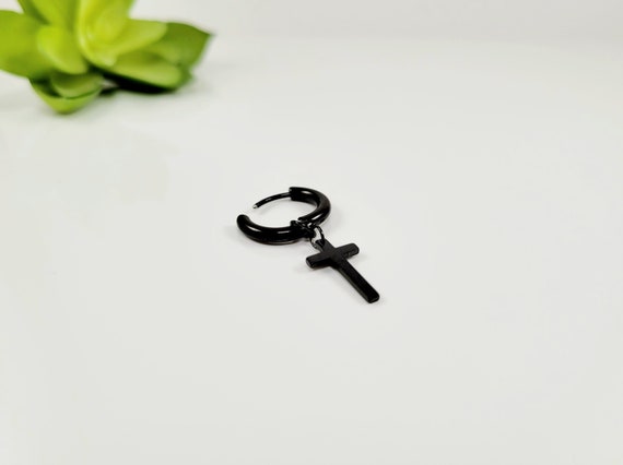 Black Cross Earring Mannen Zwarte Bungelen Cross Earring Mannen
