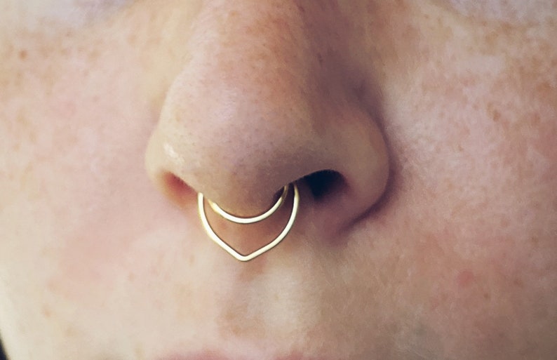 Double Septum Ring Fake, Fake Septum Ring, Fake Septum Piercing, Fake Septum Nose Ring 