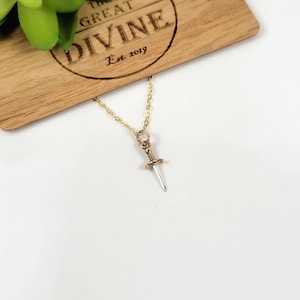 Dainty Sterling Silver Sword Necklace: Mini Charm Pendant