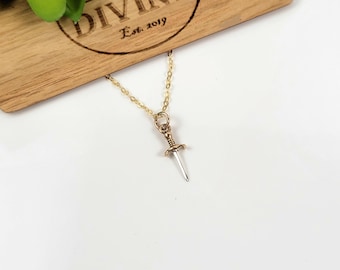 Dainty Sterling Silver Sword Necklace: Mini Charm Pendant