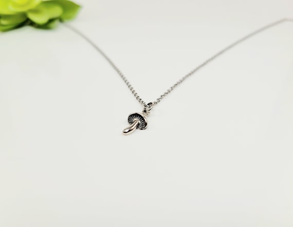 Tiny Sterling Silver Mushroom Necklace, Mushroom Lover Gift, Gift for Mushroom Lover, Cute Mushroom Necklace, Dainty Mushroom Necklace