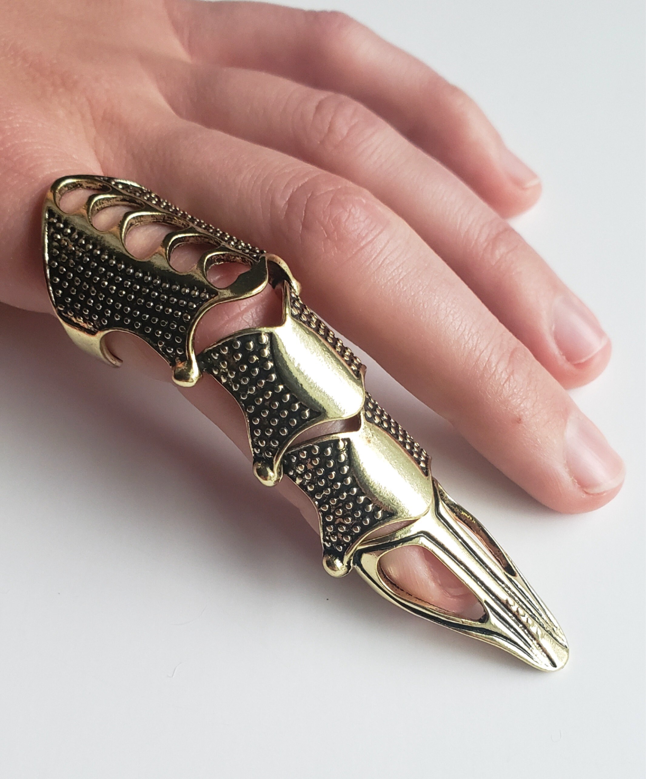 Gold Armor Knuckle Ring Size 47 Armor Full Finger Ring Etsy