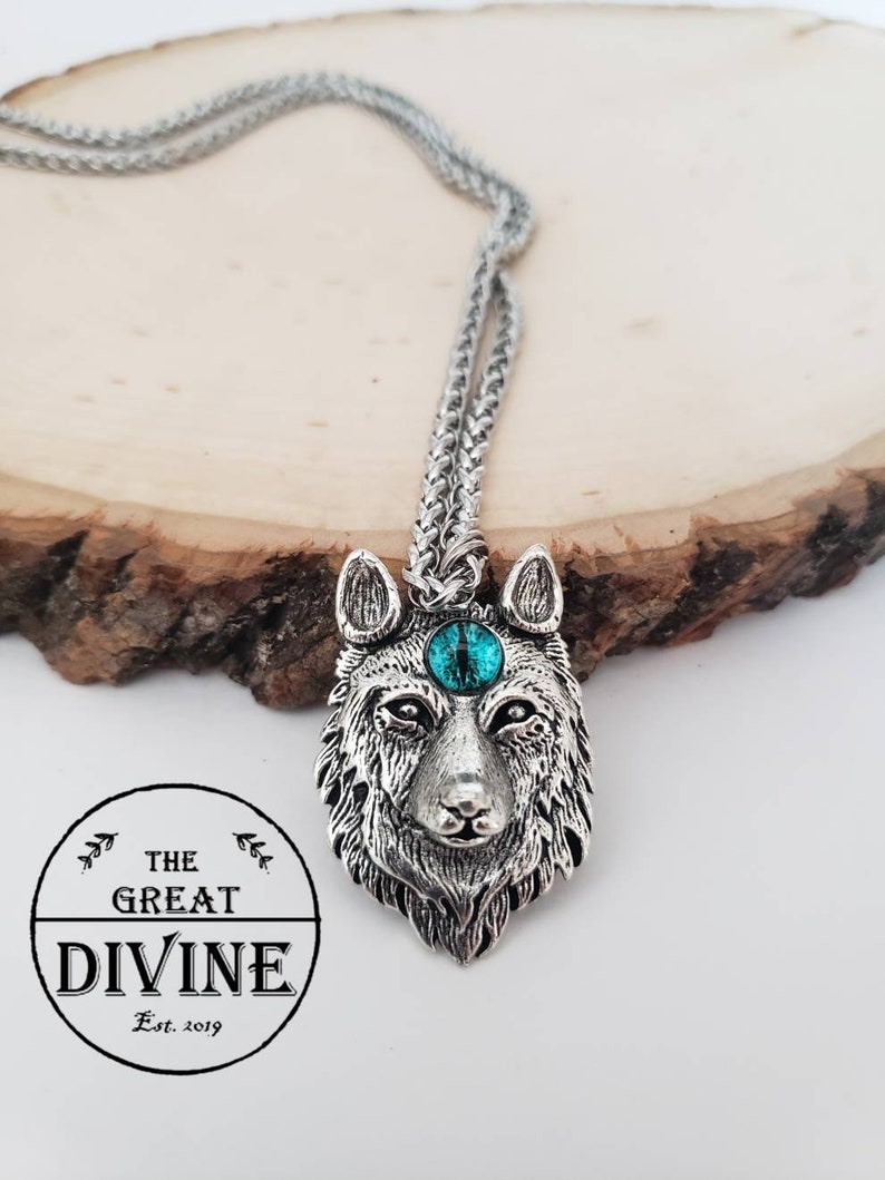 Men/'s Wolf Necklace Wolf Eye Necklace Wolf Head Necklace Wolf Necklace Wolf Necklace Mens Wolf Pendant