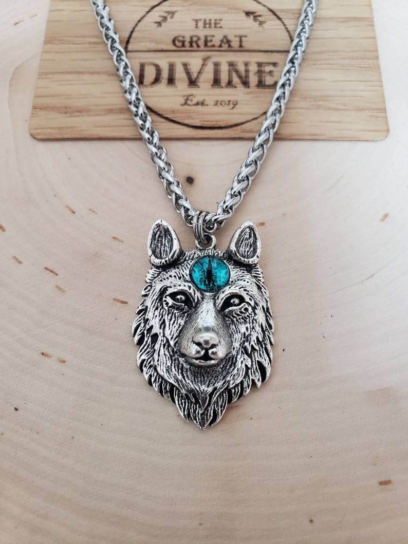 Men/'s Wolf Necklace Wolf Eye Necklace Wolf Head Necklace Wolf Necklace Wolf Necklace Mens Wolf Pendant