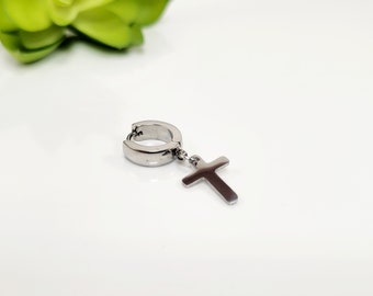 Black Cross Earring Men Black Dangle Cross Earring Men's - Etsy