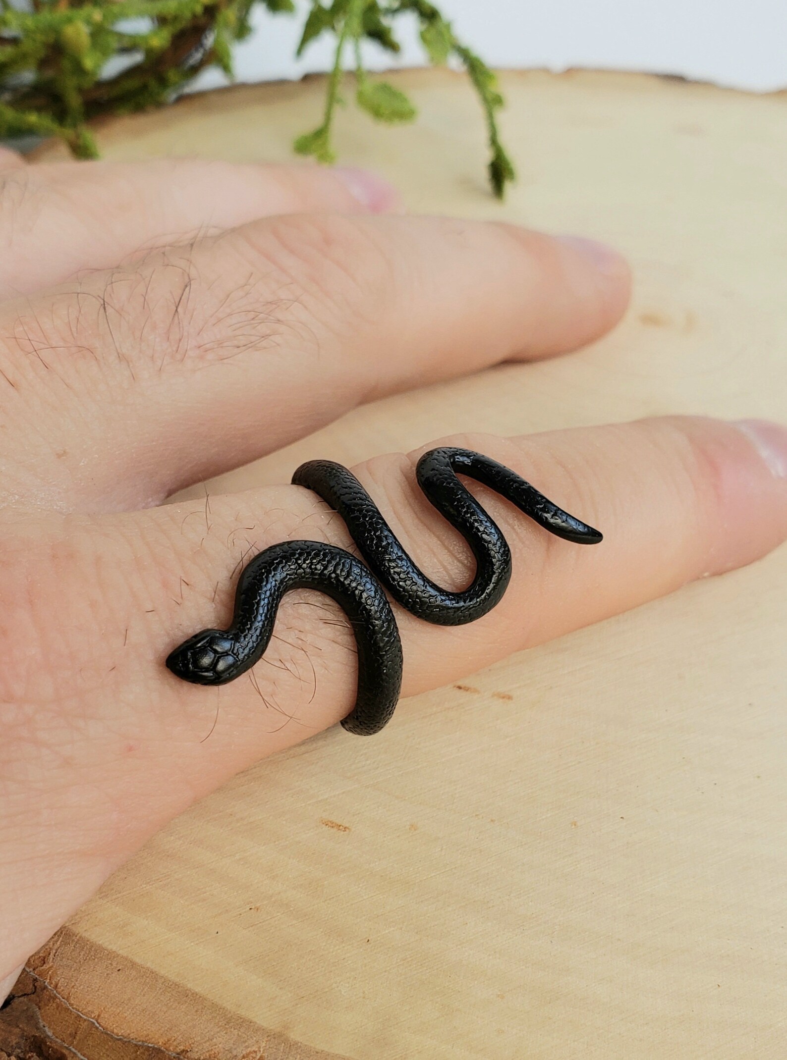 Black Snake Ring Adjustable Snake Ring Silver Snake Ring Etsy