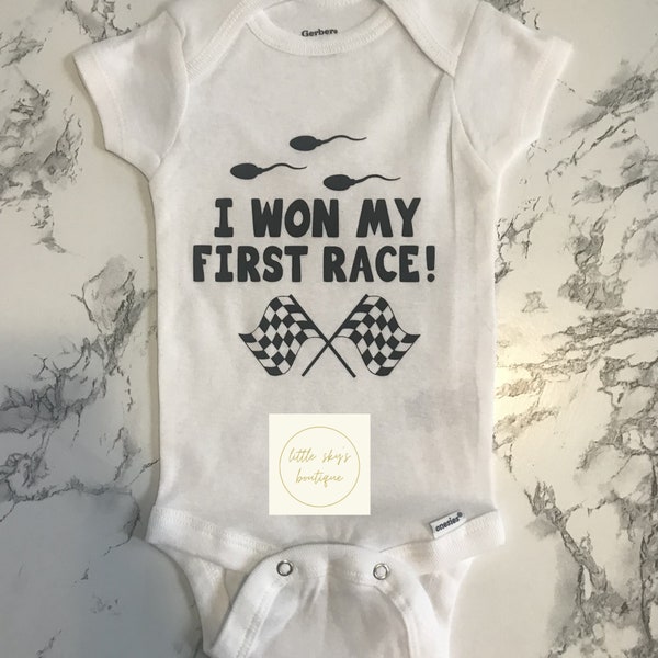 I Won My First Race Onesie®  - Gift For New Baby - Funny I Won My First Race Onesie®