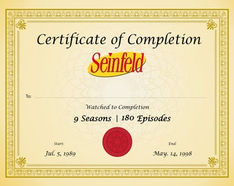 Certificate of Completion Seinfeld