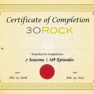 Certificate of Completion 30 Rock