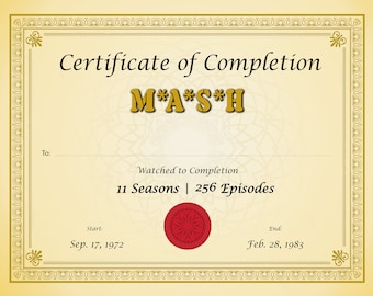 Certificate of Completion M*A*S*H