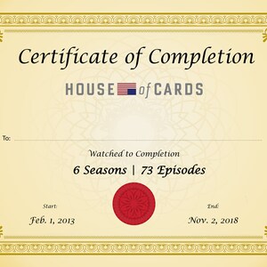 修了証書 ハウス・オブ・カード