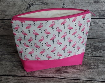 Kulturtasche mit Flamingo pink Gr. L