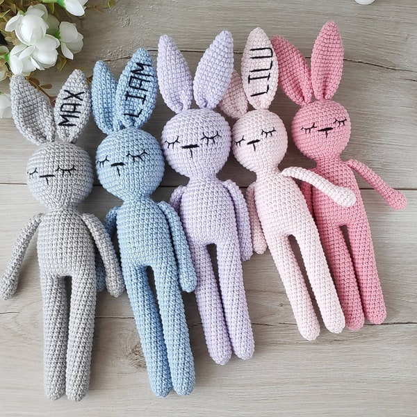 Stuffed bunny, 1 year old Christmas gift, baby boy gift, personalized newborn gift, toddler toys, niece gift from aunt, Gender neutral