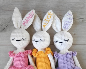 Bunny stuffed for 1 year old girl gift, Baby gift, Personalized stuffed toys, rabbit toys, newborn girl gift, gift from mom