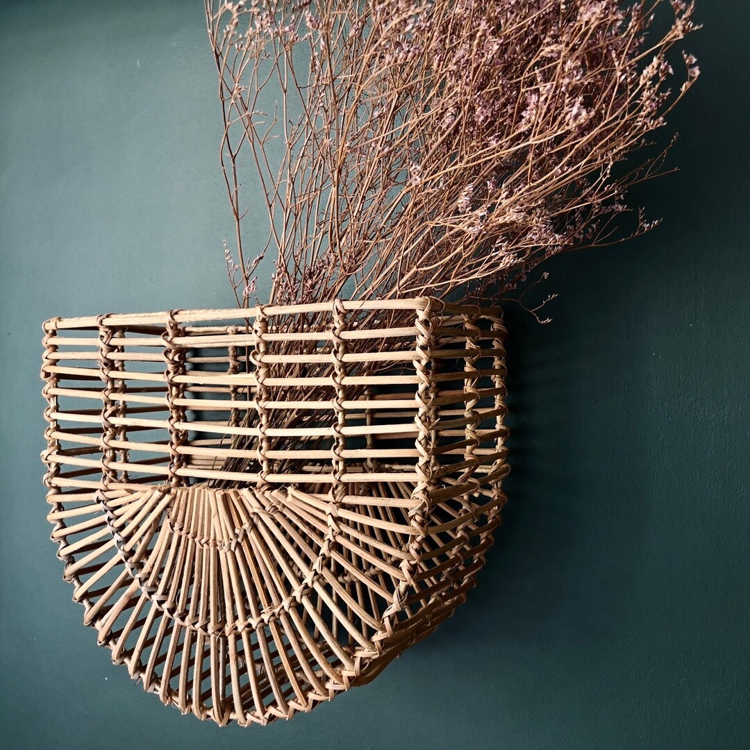 Rattan Wall Basket, Magazine Holder, Nursery Decor, Rattan Wall Shelf