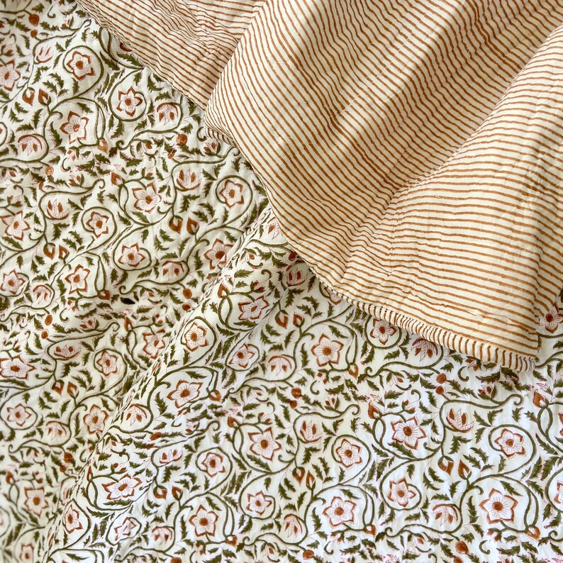 Quilted Bedspread Organic Cotton Reversible Bedspread Soft Etsy UK
