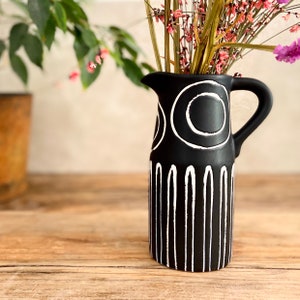 Art Deco Style Vase, Stoneware Jug, Decorative Vase, Ceramic Vase Jug, Bohemian Tableware, Drinks Jug, Flower Vase Gifts for Home, image 3