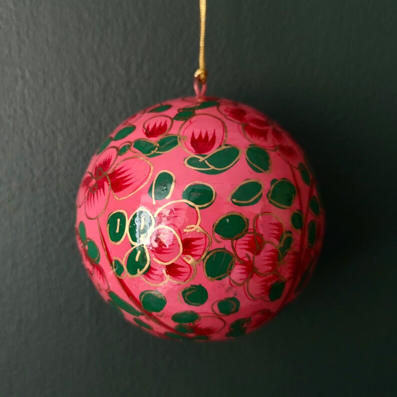Christmas Bauble Paper Mache Handmade Bauble Hanging Etsy