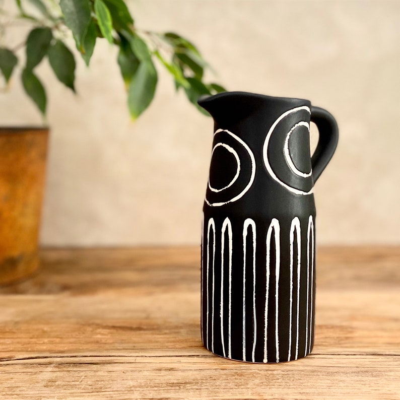 Art Deco Style Vase, Stoneware Jug, Decorative Vase, Ceramic Vase Jug, Bohemian Tableware, Drinks Jug, Flower Vase Gifts for Home, image 9