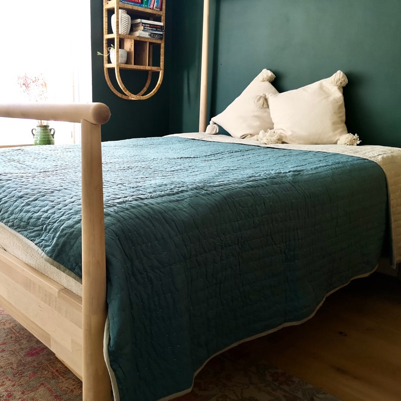 Quilted Bedspread Organic Cotton Reversible Bedspread Etsy UK