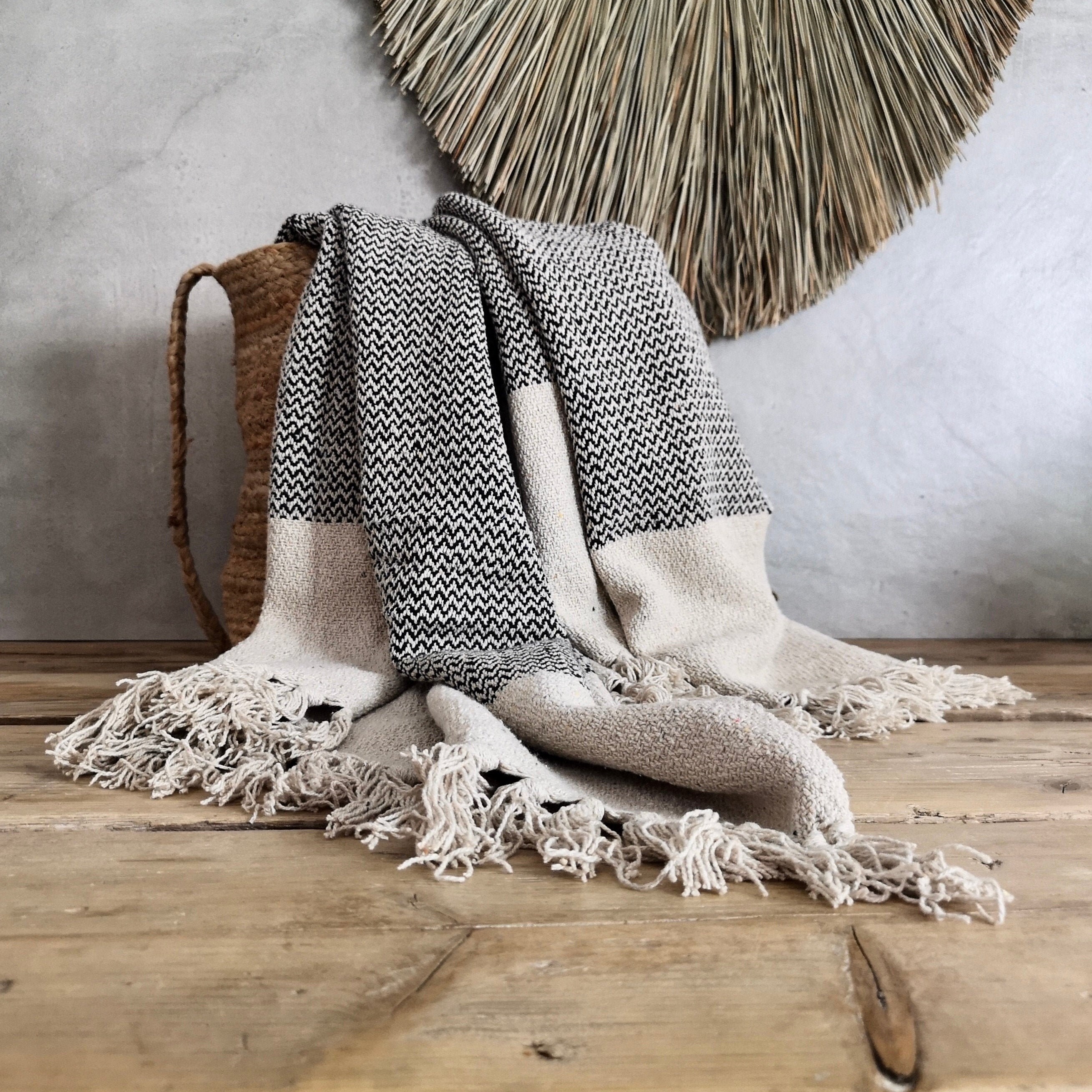 Couverture de Printemps, Jet Riche en Coton Recyclé, Couverture d'extérieur, Lancer Couverture Canap