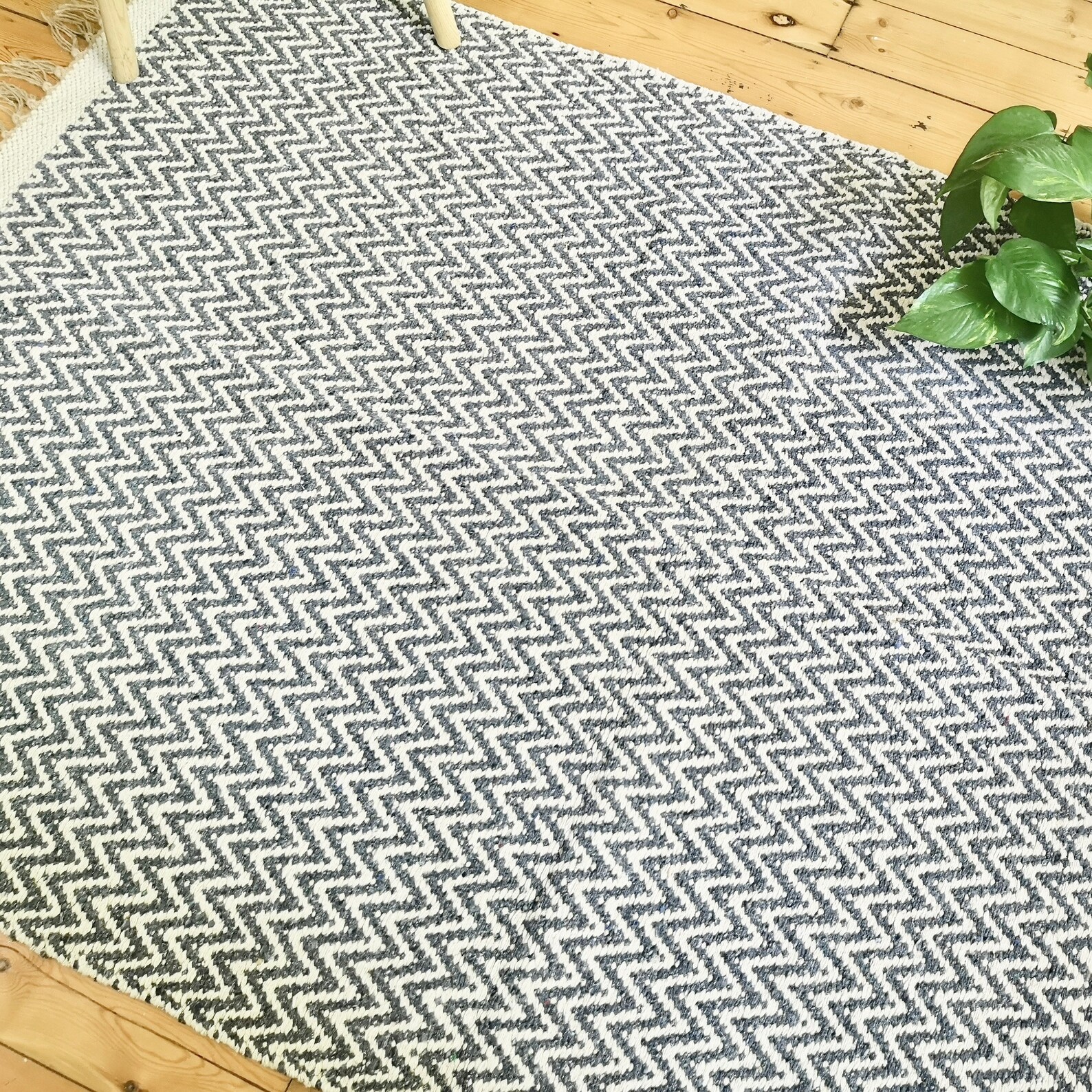 Jute & Cotton Rug Chevron Pattern Rug Area Rug Bedroom Etsy UK