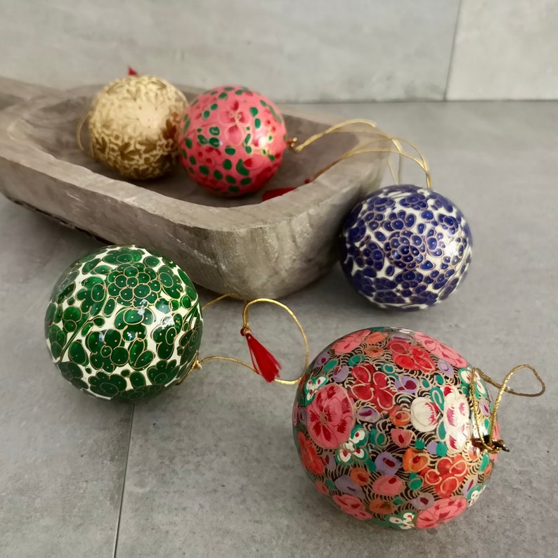 Christmas Bauble Paper Mache Handmade Bauble Hanging Etsy
