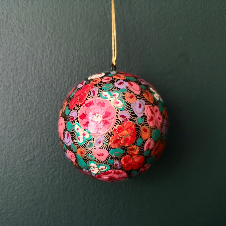 Christmas Bauble Paper Mache Handmade Bauble Hanging Etsy