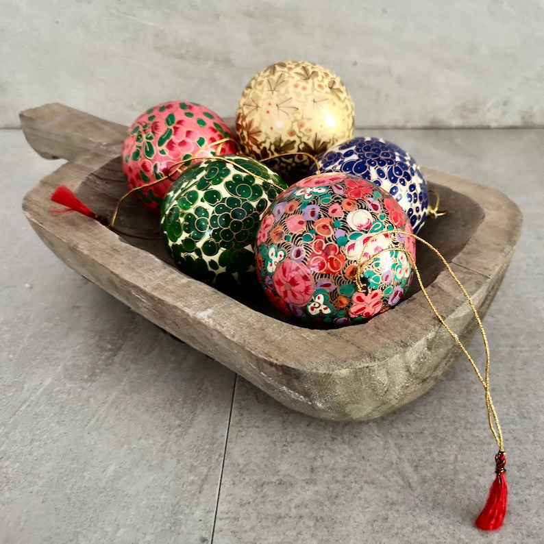 Christmas Bauble Paper Mache Handmade Bauble Hanging Etsy