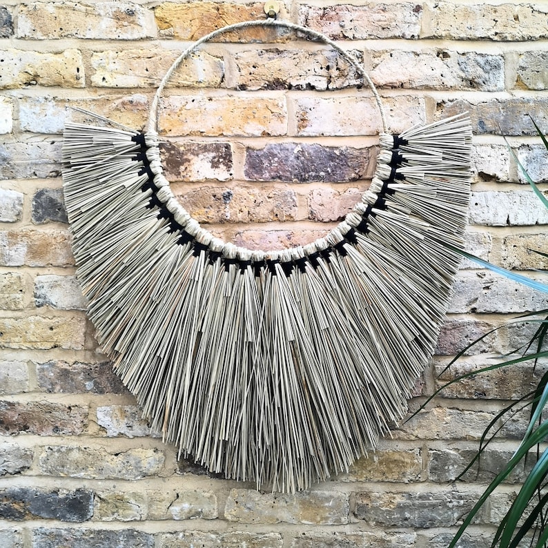 Grass Wall Hanging Mendong Grass Wall Art Boho Home Decor Etsy