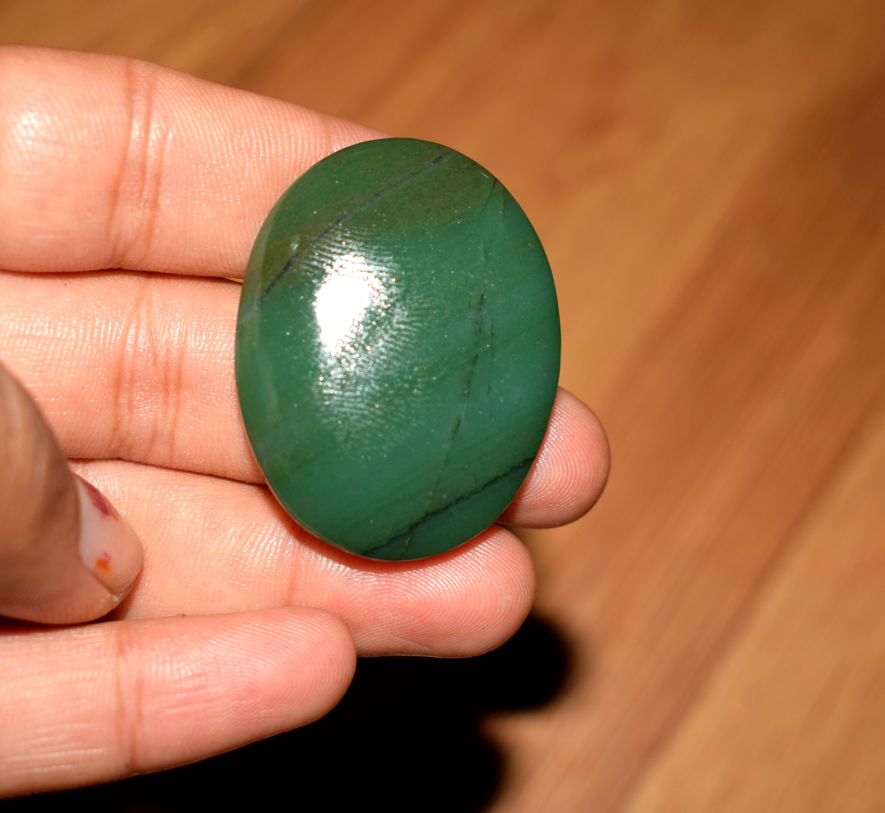 Green Jade Palm Stone Oval Stone Pocket Stone Etsy