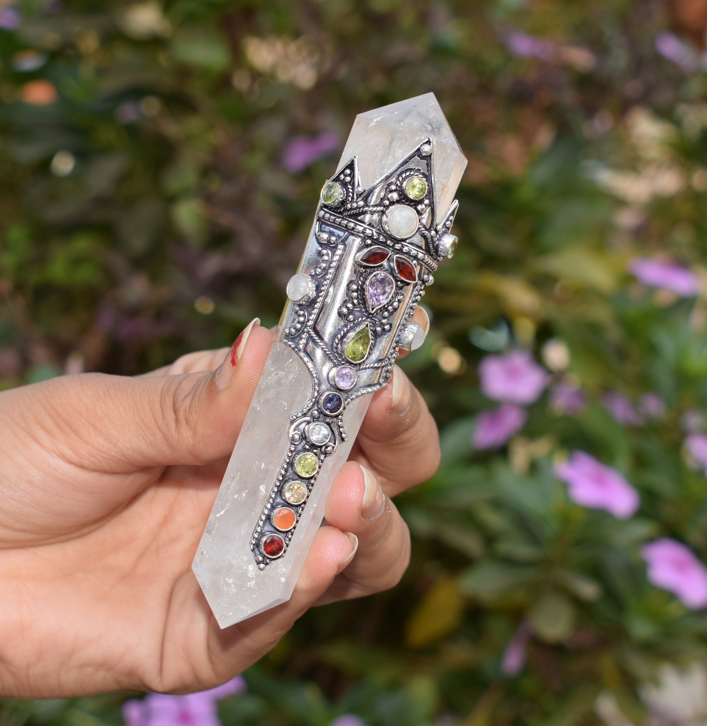 Seven Chakra CLEAR QUARTZ Wand Clear Quartz Crystal Wand Etsy