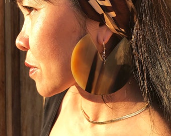 African; bone; horn; brown; pewter; chain; bib;
