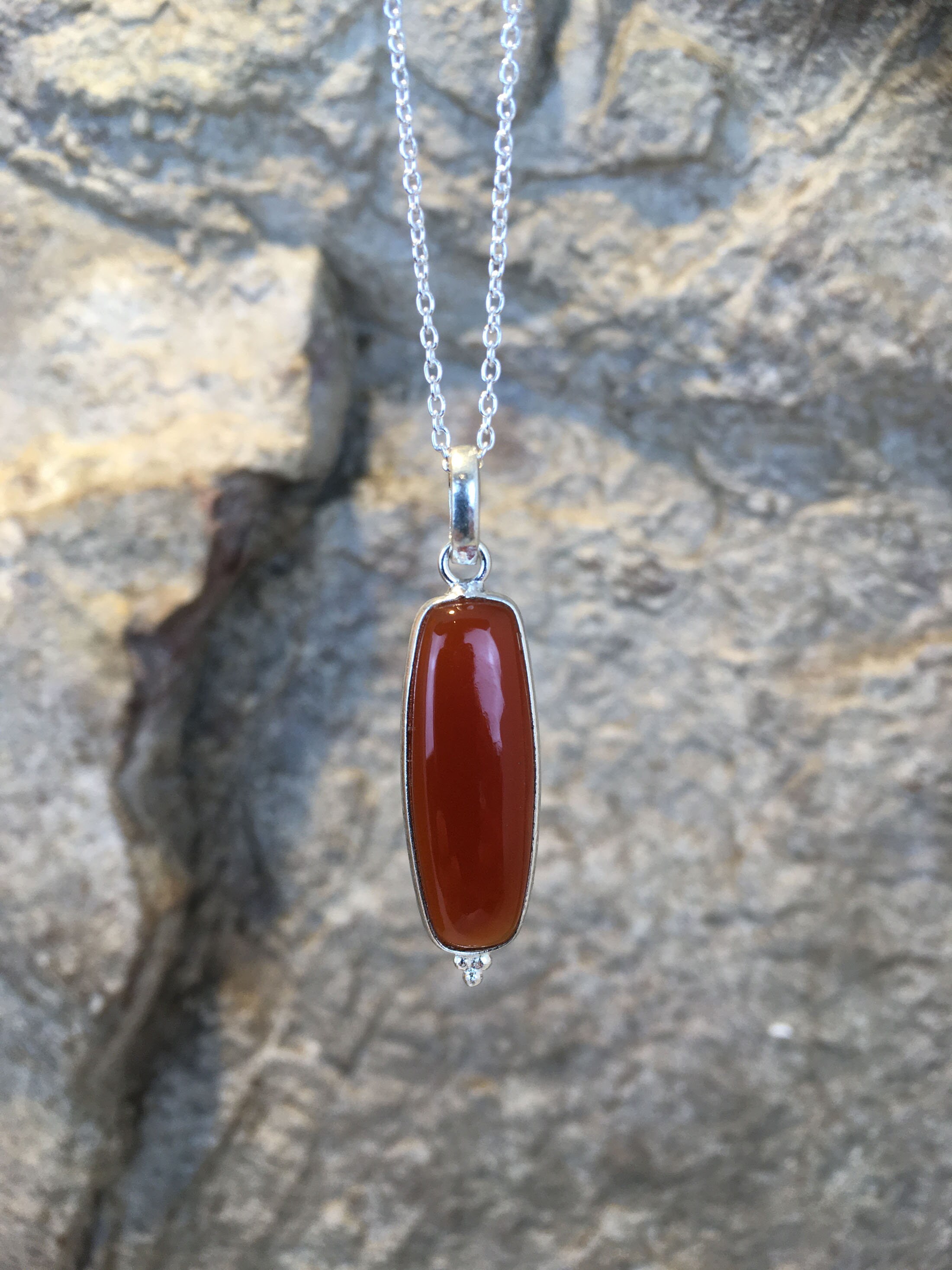 Pendant with natural rectangular cornaline stone. . Minimalist | Etsy