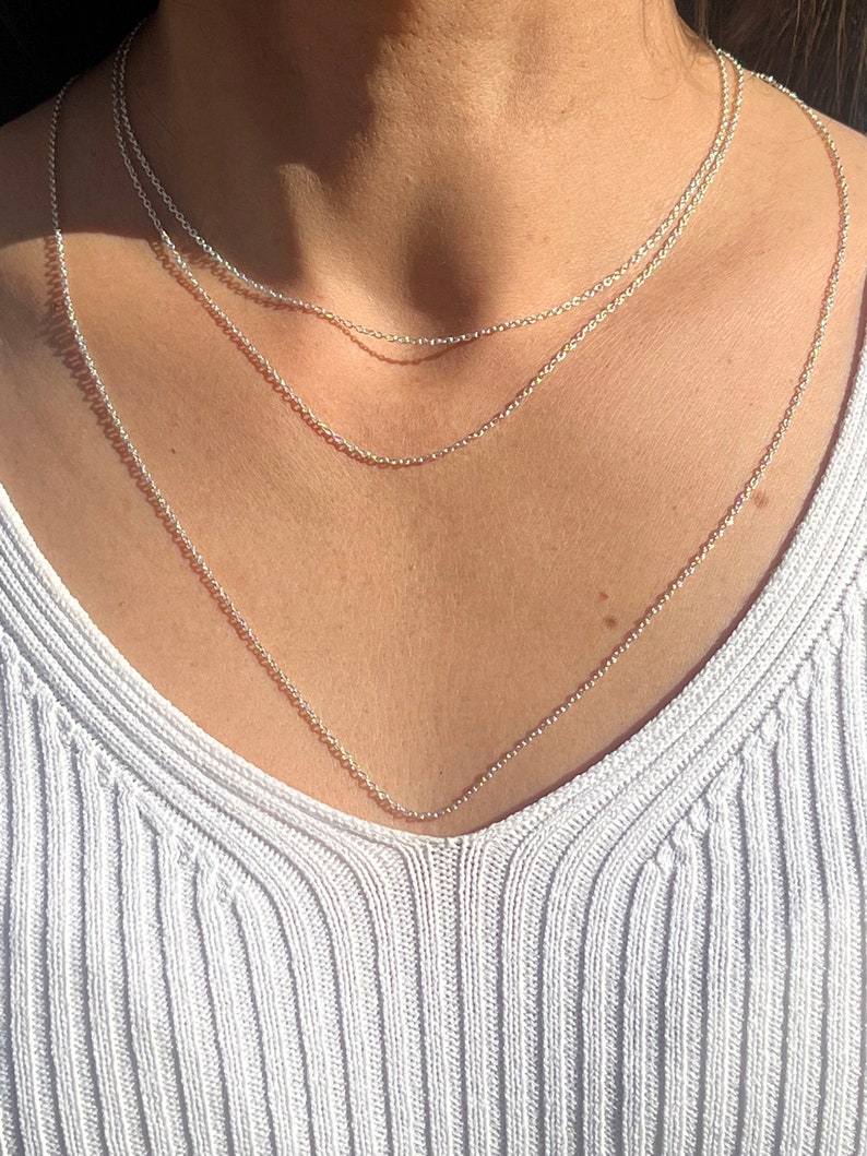 925 silver chain made in Italy. Nickel-free silver chain with anti-tarnish treatment. Sterling silver chain 40-45-60 cm image 2