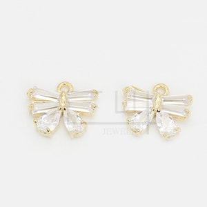 2pcs/QP0015G / Band Kubische Zirkonia Anhänger, CZ Band Charme, Halskette Anhänger, poliert vergoldet, Schmuckherstellung