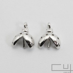 2pcs/P0008S/Ladybug Pendant & Charm, Necklace Pendant, Earring Pendant, Bracelet Charm, Polished Rhodium-Plated over brass