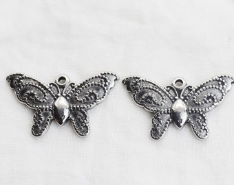 2pcs/SS011/ Surgical Steel Butterfly Pendant / Steel Pendant / Necklace Pendant / Bracelet Pendant / Jewelry Findings /Jewelry Making