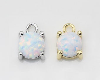 2pcs/SP0015S/ Tiny Opal Pendant M, Natural Stone Pendant, Earrings pendant, Necklace Pendant, Polished Gold/Rhodium-Plated, Jewelry Making