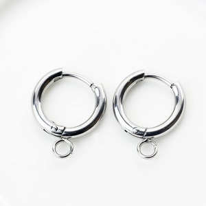 2pcs/SSB005/ Surgical Steel One Touch Ring Earrings, Steel Earrings, Earring component, Jewelry Making