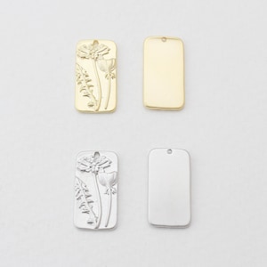 2pcs/P0098M/ Square Flower Pendant,Flower Charm, Earrings pendant, Necklace Pendant, Matte Gold/Rhodium-Plated, Jewelry Making