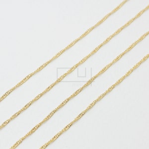 1meter// Nickel Free, Thin Wave Chains, Necklace Chain, Bracelet Chain, Extension chain, Polished Gold-Plated, Jewelry Making, CH0003G