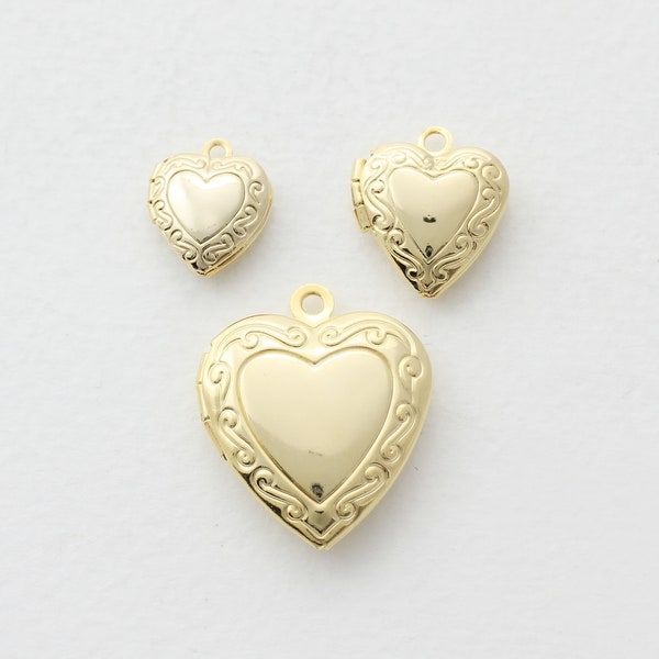 2pcs/P0017G, P0081/  Mini Heart Locket Pendant / Heart Pendant / Necklace Pendant / Bracelet Charm / Jewelry Findings /Jewelry Making