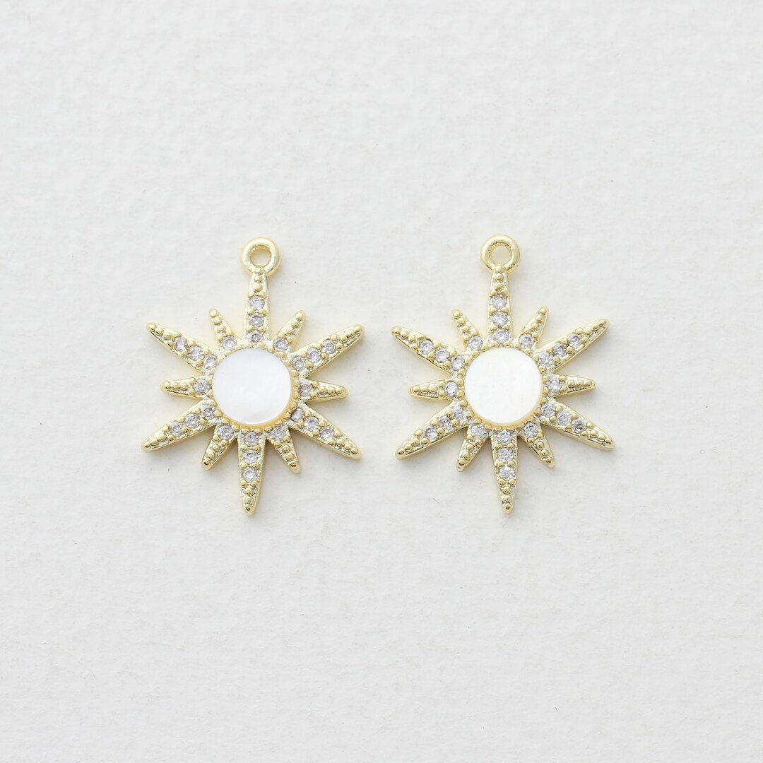 2pcs/jp0021g/ Pearl Star Cubic Pendant, Pearl Charm 2pcs/jp0021g/ Pearl Star Cubic Pendant, Pearl Charm
